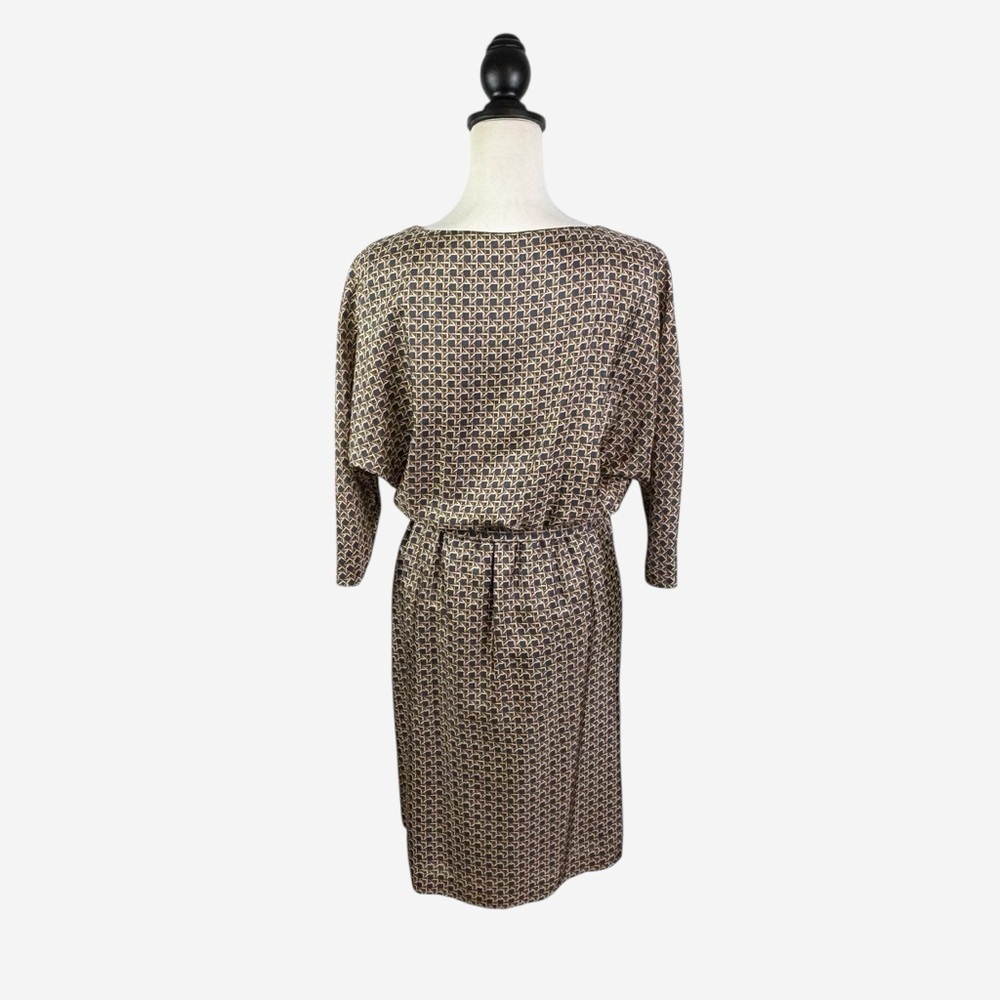 Brooks Brothers Pure Silk Rattan Geometric Print Dress Size 4 Silk Lined Belted - Picture 6 of 13